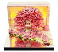 Calendrier 3D 2026, calendrier 2026, moniôme de bureau 3D Flower Sea and Tree Island avec boîte d'affichage en acrylique et multi-usure LED pour le Café des écoles de bureau à domicile