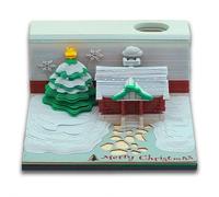 Calendrier 3D 2026, calendrier 2026, thème de Noël 3D à faire soi-même avec lumières, bloc-notes d'art en papier 3D détachable, sculpture en papier, maison d'arbre de Noël, cadeau de Nouvel An