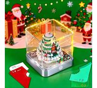 Calendrier 3D 2026, Calendrier de l'Avent 2026, Calendriers de Bureau Maison Sapins de Noël avec Lumières LED, Bloc-notes Créatif 3D en Papier Sculpté, Cadeau, Décoration de Noël Bureau (Argent)