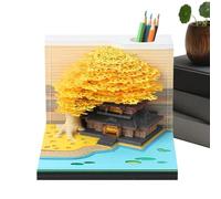 Calendrier 3D 2026 | Calendrier de sculpture en papier, design de maison d'arbre de fleurs, bloc-notes d'art avec mémoire détachable à la lumière pour les vacances en classe, les vacances, les trajets