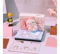 Calendrier 3D 2026, calendrier détachable 2026, calendriers 3D, bloc-notes en papier, calendrier de bureau 3D 2026, cadeau décoratif pour la maison, le bureau, décoration de bureau, cadeau (chat
