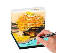 Calendrier 3D 2026, calendrier détachable de 8,5 cm pour planification quotidienne, bloc-notes artistique avec design de maison d'arbre à fleurs lumineuse, outil de planification créatif pour l'école