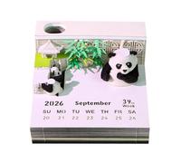 Calendrier 3D 2026, calendrier Time Piece Panda, bloc-notes 3D en papier déchiré à découper