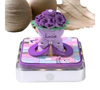 Calendrier 3D 2026 - Motif roses - Papier Art 3D - Bloc-notes - Gravé - Avec éclairage LED et boîtier en acrylique - Pour planification, journal d'habitudes - Marque-page