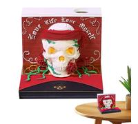 Calendrier 3D 2026 | Papier 3D Sculpté Bloc-notes amovible Halloween Tête de mort | Décoration de table d'Halloween pour les jours fériés marqués Souvenirs Dates