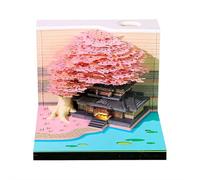 Calendrier 3D 2026 - Sculpture en papier unique - Motif maison d'arbre - Avec lumières - Note créative 3D non adhésive - Bloc-mémo en papier pour décoration de bureau, cadeau de Noël ou d'anniversaire