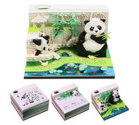 Calendrier 3D 2027, bloc-notes 3D autocollants, calendrier hebdomadaire créatif avec lumière, sculpture sur papier, cadeau de bureau pour Noël, anniversaire, anniversaire de mariage (panda bambou 2027