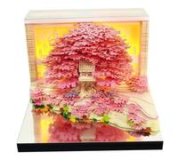 Calendrier 3D 2027, bloc-notes 3D détachable avec lumière LED, calendrier de bureau et porte-notes, thème Flower Sea Tree Island