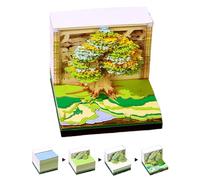 Calendrier 3D, almanach 2026 - Motif nature, maison, arbre, rivière, feuilles dépliables pour enseignant, classe, école, étude, vacances