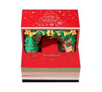 Calendrier 3D avec bloc-notes 3D - Arbre de Noël - Lumière sculptée - Déchirure avec calendrier LED