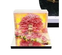 Calendrier 3D Bloc-notes et mémo avec motif maison d'arbre et fleurs | Calendrier sculpture papier pour classe quotidienne, maison, vacances, exercice