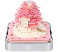 Calendrier 3D, Calendrier 3D 2025, Calendrier Horloge 2025, Calendrier Magique 2025, Calendrier De Pièce De Temps 2025, Calendrier Sculpté en Papier De Cabane dans Les Arbres Romantique, Pink