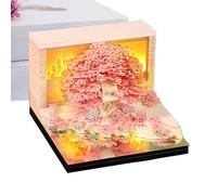 Calendrier 3D - Calendrier de sculpture en papier, design avec des fleurs et des cabanes dans les arbres bloc-notes déchirables avec thème inspiré de la nature pour une utilisation en e