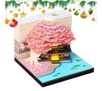 Calendrier 3D | Calendrier de sculptures en papier | Bloc-notes d'art de conception de maison arbre à fleurs avec lumière | Planificateur et organisateur créatif | Mémo démontable pour le