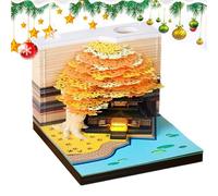 Calendrier 3D | Calendrier de sculptures en papier | Bloc-notes d'art de conception de maison arbre à fleurs avec lumière | Planificateur et organisateur créatif | Mémo démontable pour le