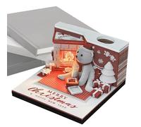 Calendrier 3D Memo Pad 2025, Calendrier 3D 2025, Calendrier de bureau Tear Away | Pièce de temps pour ours de Noël, Calendrier 2025 avec lumières LED, sculpture sur papier, décoration artistique