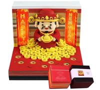 Calendrier 3D Time Piece 2026 - God of Wealth - Calendrier de bureau avec bloc-notes, bloc-notes, bloc-notes - Calendrier de bureau créatif - Cadeau de Noël et du Nouvel An pour collègue - Décoration