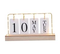 Calendrier à bascule avec lumière affichage de la date de bureau en bois calendrier de bureau à bascule de la date et du jour hebdomadaire calendrier de bureau perpétuel réutilisable pour bureau hôtel