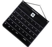 Calendrier à pochettes suspendu au mur Calendrier mensuel non tissé Sac de rangement pour chambre à coucher Salon Bureau 44x42cm Noir