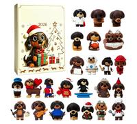 Calendrier À Rebours Chien 2026 24 Jours 3D Figurines Miniatures Mignonnes | 24 Jours de Jouet Animal à Compter pour Cheminée Fenêtre Mur Fête Bureau Maison Chambre