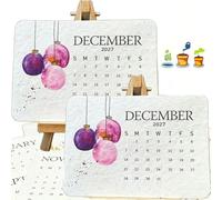 Calendrier à semer 2027, calendrier en papier fleurs sauvages (2pc) | Graines biodégradables et respectueuses de l'environnement, graines d'herbes aromatiques et de fruits, agenda de bureau