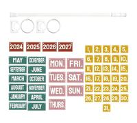 Calendrier à volets pour salle de vec tige réglable, lot de tableau d’affichage 41 x 10,5 x 2,5 cm, cartes de date réutilisables, design coloré, montage facile, calendrier enseignant
