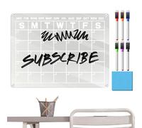 Calendrier acrylique pour réfrigérateur | Calendrier magnétique effaçable à sec pour réfrigérateur | Planificateur mensuel avec 6 marqueurs pour réfrigérateur, cuisine, mur, appartement, bureau, école