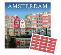 Calendrier Amsterdam 2026 | 16 mois | septembre 2025 à décembre 2026 | Calendrier avec autocollants d'organisation gratuits