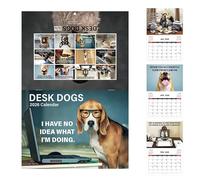 Calendrier amusant - Calendrier mensuel de bureau - Planificateur créatif 2026 avec chien de travail pour organiser la table, planifier le lieu de travail, amis, école, maison, famille