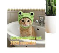Calendrier amusant chat - Planification murale 2026, planificateur mensuel pour les vacances, Noël, Halloween, Nouvel An, maison, bureau, famille, amis