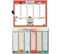 Calendrier Anniversaires Perpétuel + Semainier Aimanté Menu de la Semaine | À Remplir, Pour la Famille, Calendrier Anniversaires Recto-Verso, Sans année, 42x30cm
