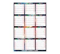Calendrier annuel 2026 - 61 x 86 cm - Double face effaçable à sec | Calendrier journalier pour habitudes, études, tâches scolaires, nettoyage de la maison, exercice, vacances, fête, anniversaire