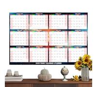 Calendrier annuel 2026 | 86 x 61 cm - Double face effaçable à sec - Calendrier mural 2026 - Pour lecture, santé, étude mentale, école, tâches, entraînement à domicile, vacances, fête, anniversaire