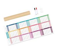 Calendrier annuel 2026, espace d'écriture extra large, construction roulée, couleurs trimestrielles, parfait pour la planification de jumbos, planificateur annuel scolaire