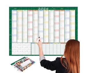 Calendrier annuel - 29,21 pouces | Papier de 150 g - Agenda inscriptible anti-bavures pour étudiants Adolescents Adultes Salon Chambre Studio Dortoir Utilisation Appartement 2026