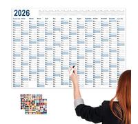 Calendrier annuel de 365 jours - Grand format - Planificateur de projet 2026 pour bureau, cuisine, maison, gymnase, étude, bureau