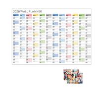 Calendrier annuel de planification - Feuille murale avec date 2026, guide de planification visuel, tableau de rappel des tâches, format d'aperçu mensuel, aide à définir des objectifs | Planification