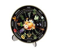 Calendrier annuel - Décoration de table - Calendrier de fête - Calendrier Wicca - Plaque en bois - Fait à la main - Vintage - Pour cuisine, débutants, table de table