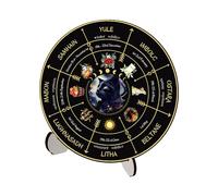 Calendrier annuel - Décoration de table - Calendrier de fête - Calendrier Wicca - Plaque en bois - Fait à la main - Vintage - Pour cuisine, débutants, table de table
