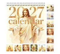 Calendrier Annuel Mural 2027 Planificateur 12 Mois Art Religieux Jésus