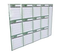 Calendrier Annuel Mural 2027 Vert, Grand Planificateur Papier Effaçable | Format 34x50, Marqueur Inclus, Autocollant Adhésif Double Face, pour Bureau et Planning Familial