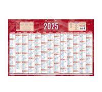 Calendrier annuel mural année 2026 - 13 mois recto / blanc verso - 43 x 65 cm - rouge