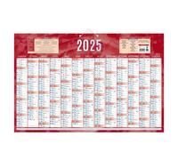Calendrier annuel mural année 2027 - 13 mois recto / blanc verso - 43 x 65 cm - rouge