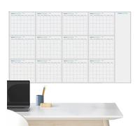 Calendrier annuel mural annuel effaçable à sec et à sec | Calendrier annuel complet pour la maison, le bureau, le travail | Tableau blanc vierge réutilisable, liste de choses à faire et notes