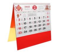 Calendrier Annuel Mural Rouge en Papier, Format Six Ouvertures, Pratique | Maison et Bureau, Structure Simple, Aide à Éviter la Confusion du Temps, Style Beau et Facile à Utiliser