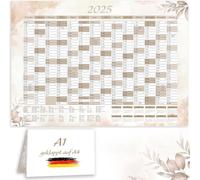 Calendrier annuel XXL 2025 + janvier 2026 au format A1 dans un beau design beige avec vacances et jours fériés Calendrier mural