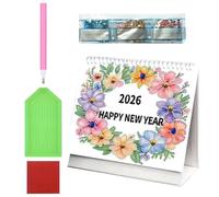 Calendrier Art Strass 2026 | Décor De Planificateur 12 Mois | Calendrier De Bureau Debout,Pour Adultes Adolescents Débutants Artistes Enseignants Fêtes Anniversaire Maison Bureau Chambre