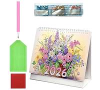 Calendrier artistique 2026 avec strass - Décoration pour planification de date de 12 | Calendrier mensuel à faire soi-même, pour adultes, adolescents, amateurs d'artisanat, maison, bureau, bureau