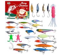 Calendrier 'Avent | 2025 Appâts Et Cadeaux De Fête 24 Jours - Ensemble D'appâts Et D'équipement De Calendrier De Noël | Pour Hommes Eau Douce Et Salée Lac Rivière Extérieur