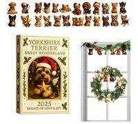 Calendrier Avent Chien Yorkshire Terrier Acrylique 2D Arbre Noël 24 Jours Cadeau Amis Famille Fêtes Maison